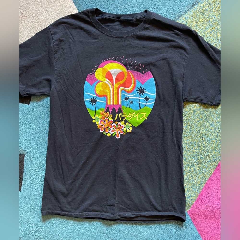 Black Graphic Volcano Shirt